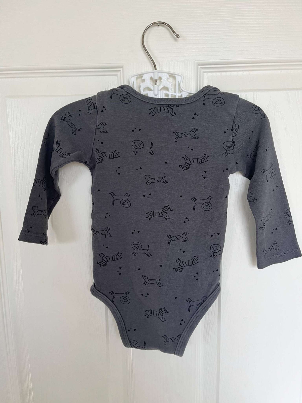 Pekkle Grey Animal Print Long Sleeve Onesie - Baby 18 months, Kids 18 Month (12-18M)