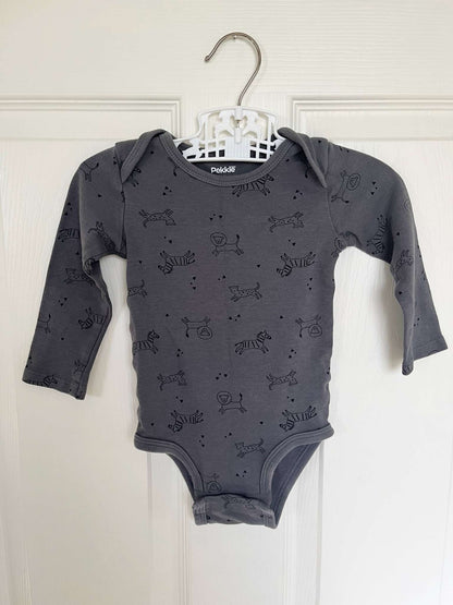 Pekkle Grey Animal Print Long Sleeve Onesie - Baby 18 months, Kids 18 Month (12-18M)