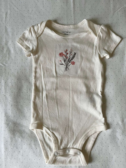 Carter's Three Piece Peach Floral Embroidered Set - Baby Girl 12 months, Kids 12 Month (9-12M)