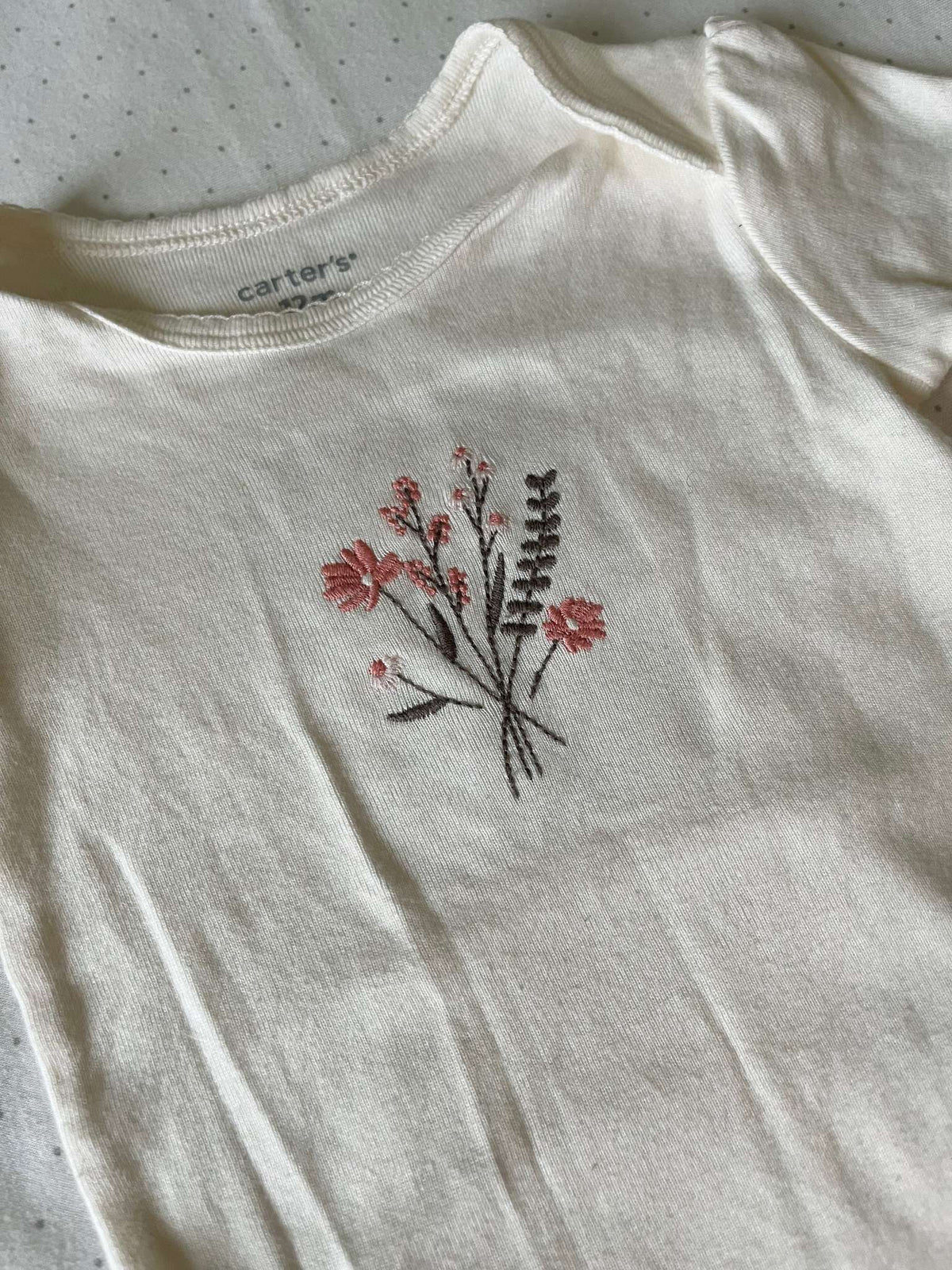 Carter's Three Piece Peach Floral Embroidered Set - Baby Girl 12 months, Kids 12 Month (9-12M)