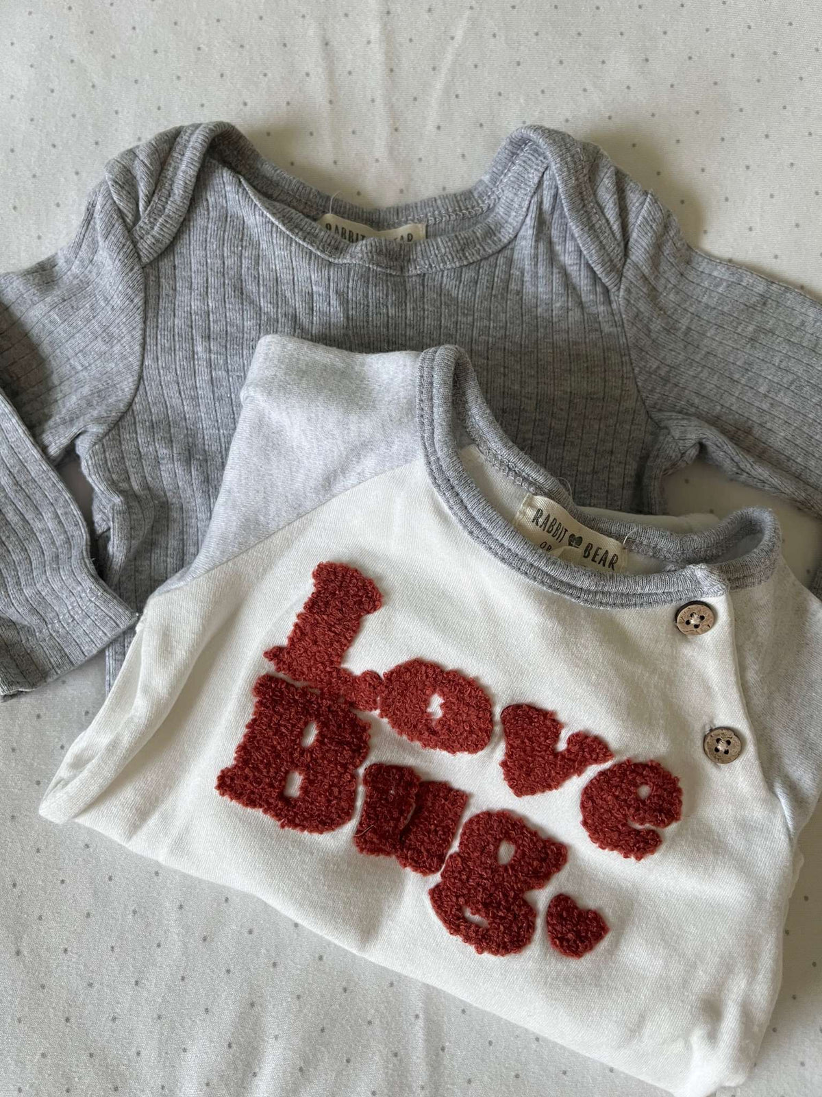 Rabbit + Bear Organic Set of 2 Long Sleeve Onesies - 0-3 months, Kids 3 Month (0-3M)