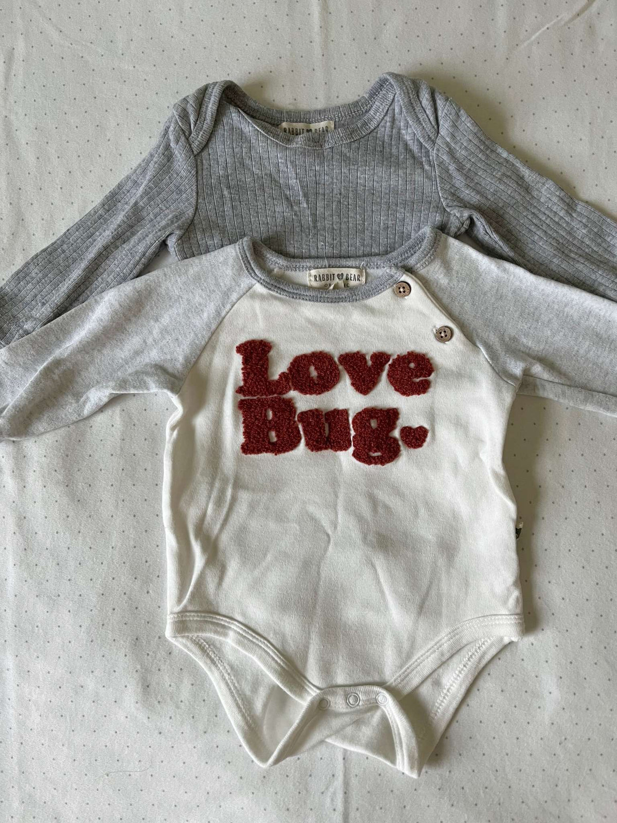 Rabbit + Bear Organic Set of 2 Long Sleeve Onesies - 0-3 months, Kids 3 Month (0-3M)