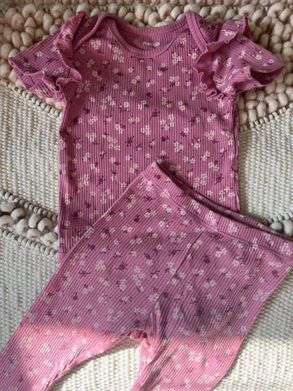 Pekkle Floral Print Two Piece Outfit - Baby Girl 12 months, Kids 12 Month (9-12M)
