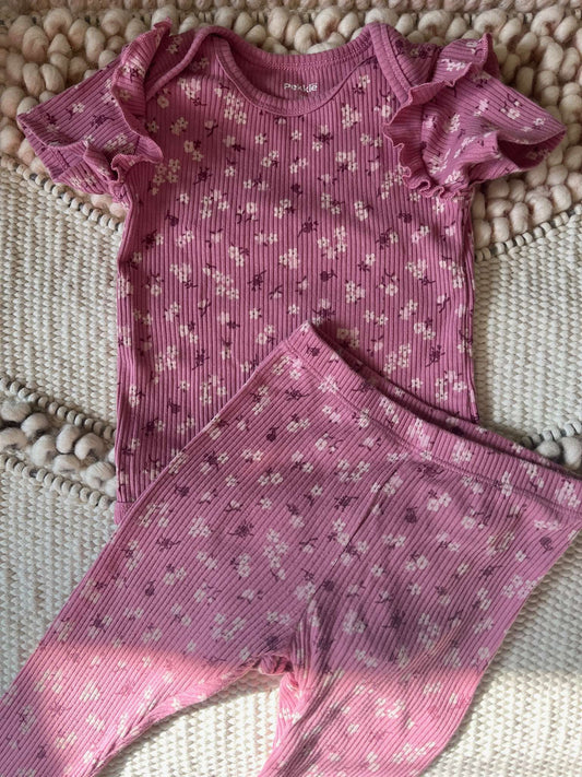 Pekkle Floral Print Two Piece Outfit - Baby Girl 12 months, Kids 12 Month (9-12M)