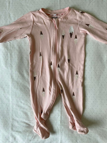 Pekkle Pink Ice Cream Cone Onesie Pajamas - Baby Girl 3 months, Kids 3 Month (0-3M)