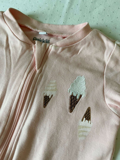 Pekkle Pink Ice Cream Cone Onesie Pajamas - Baby Girl 3 months, Kids 3 Month (0-3M)