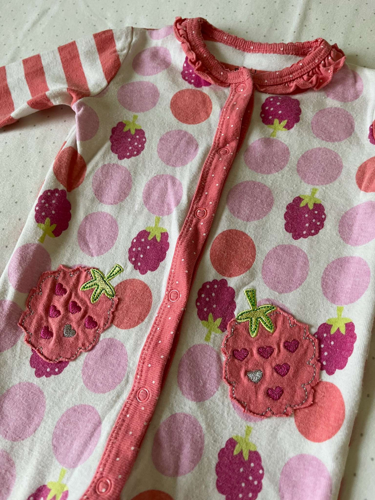 Petit Lem Raspberry Onesie Pajamas - Baby Girl 6 months, Kids 6 Month (3-6M)