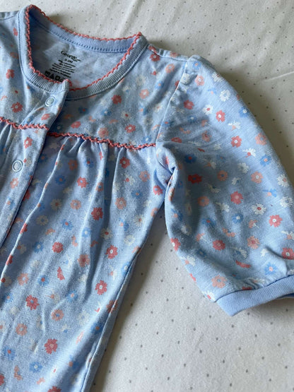 George Lightweight Blue Floral Onesie Pajamas - Baby Girl 0-3 months, Kids 3 Month (0-3M)