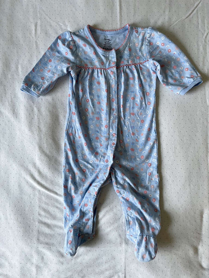 George Lightweight Blue Floral Onesie Pajamas - Baby Girl 0-3 months, Kids 3 Month (0-3M)