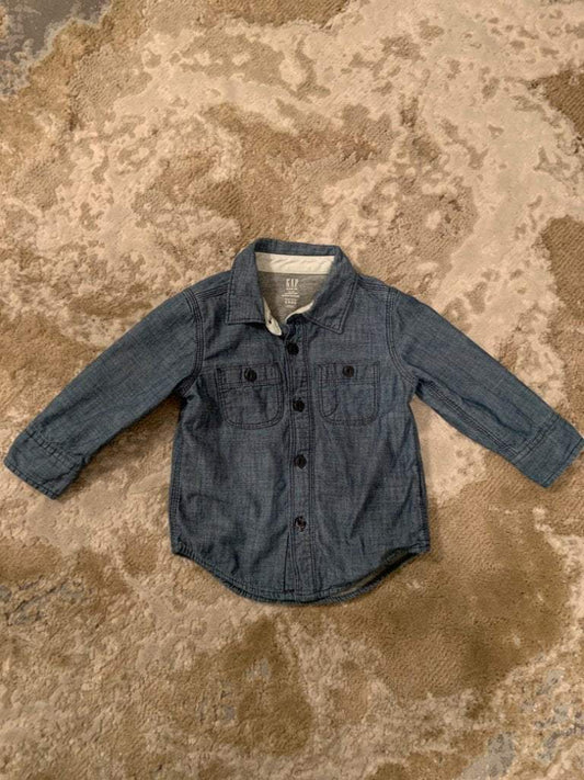 Gap Denim size 18-24m double layers blue denim long sleeve shirt, Kids 24 Month (18-24M)