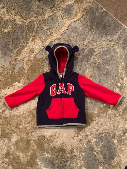 Baby gap size 12-18m Navy &  red  fleece sweater with gap logo, Kids 18 Month (12-18M)