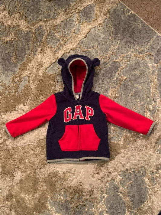 Baby gap size 12-18m Navy &  red  fleece sweater with gap logo, Kids 18 Month (12-18M)