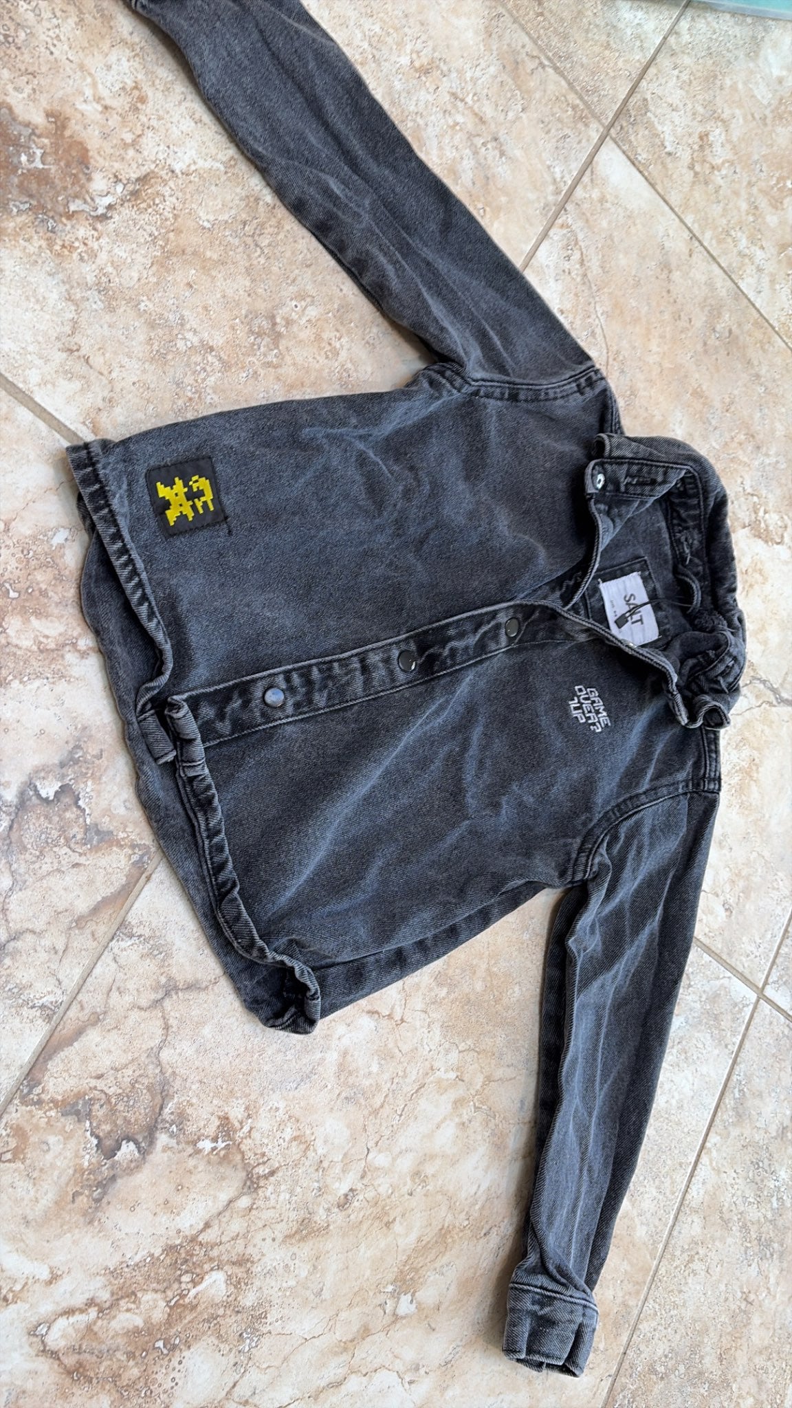 Salt Boys black denim jacket, Kids 6/6X