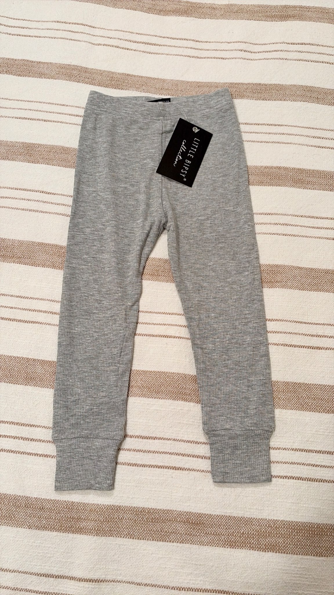 BNWT Little Bipsy grey ribbed leggings, Kids 4/4T