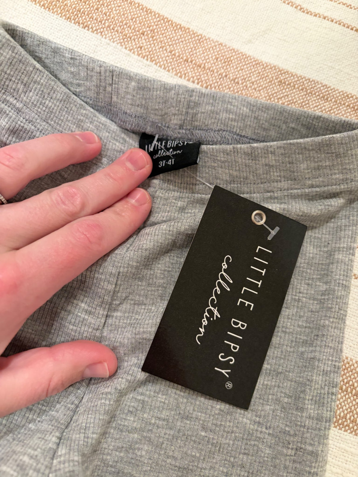 BNWT Little Bipsy grey ribbed leggings, Kids 4/4T