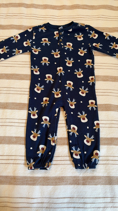 Navy reindeer romper , Kids 24 Month (18-24M)