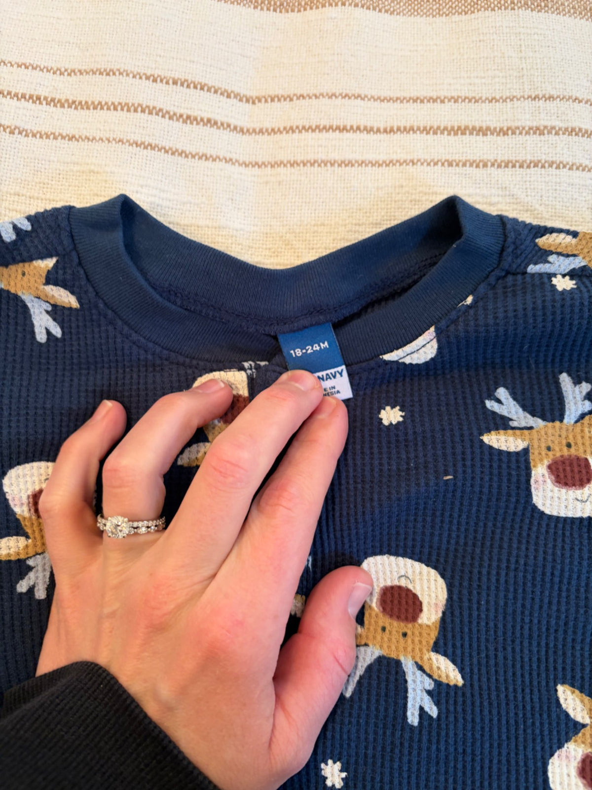 Navy reindeer romper , Kids 24 Month (18-24M)