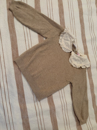 Zara soft knit Peter Pan collared sweater , Kids 4/4T