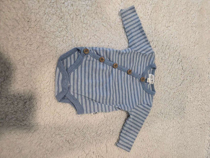 Long Sleeve Striped Onesie, Kids 3 Month (0-3M)