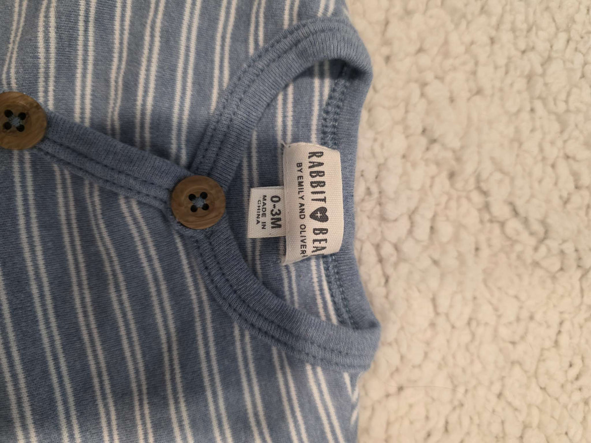 Long Sleeve Striped Onesie, Kids 3 Month (0-3M)