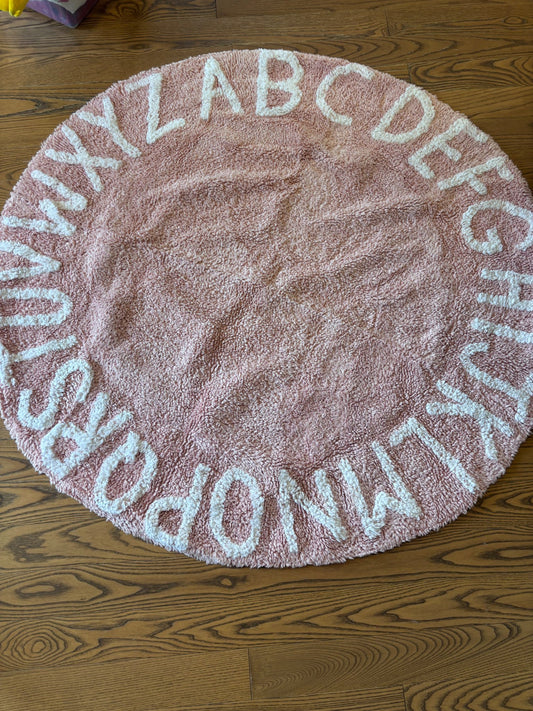 alphabet pink area rug