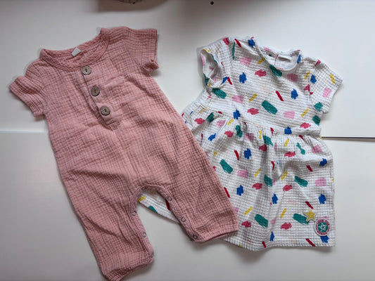 6-9m dress  and romper, Kids 12 Month (9-12M)
