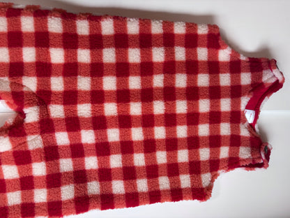 3T Hanna  Anderson fleece red checkers overalls , Kids 3T