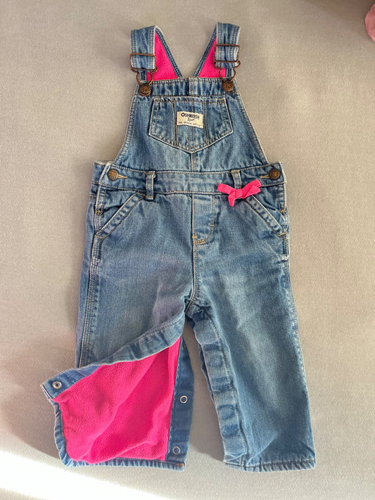 Warm fleece jean overalls, Kids 12 Month (9-12M)