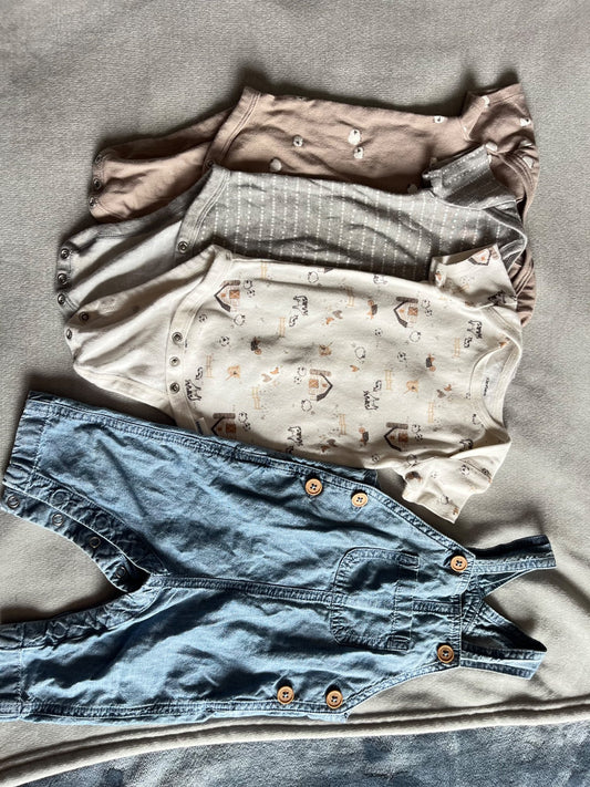 3 diaper shirt with overalls, Kids 6 Month (3-6M)