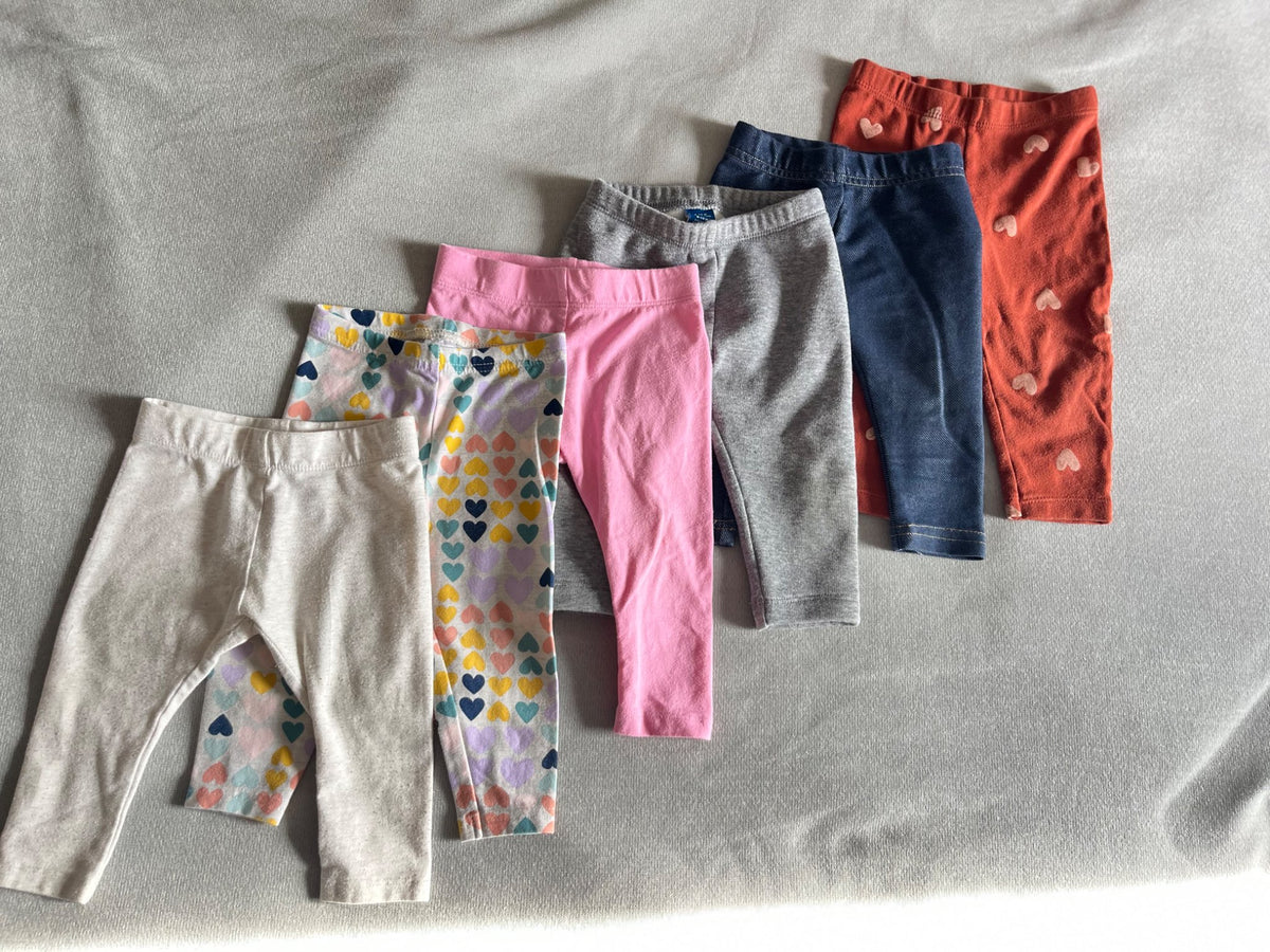6 assorted girls leggings, Kids 12 Month (9-12M)