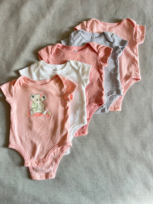 5 girls diaper shirts, Kids 3 Month (0-3M)