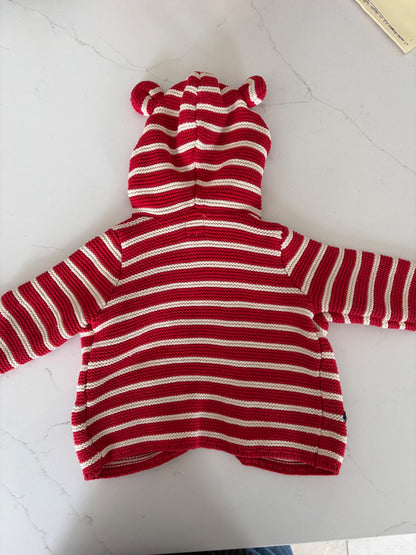 Baby Gap Nautical red striped baby cardigan hoodie, Kids 6 Month (3-6M)