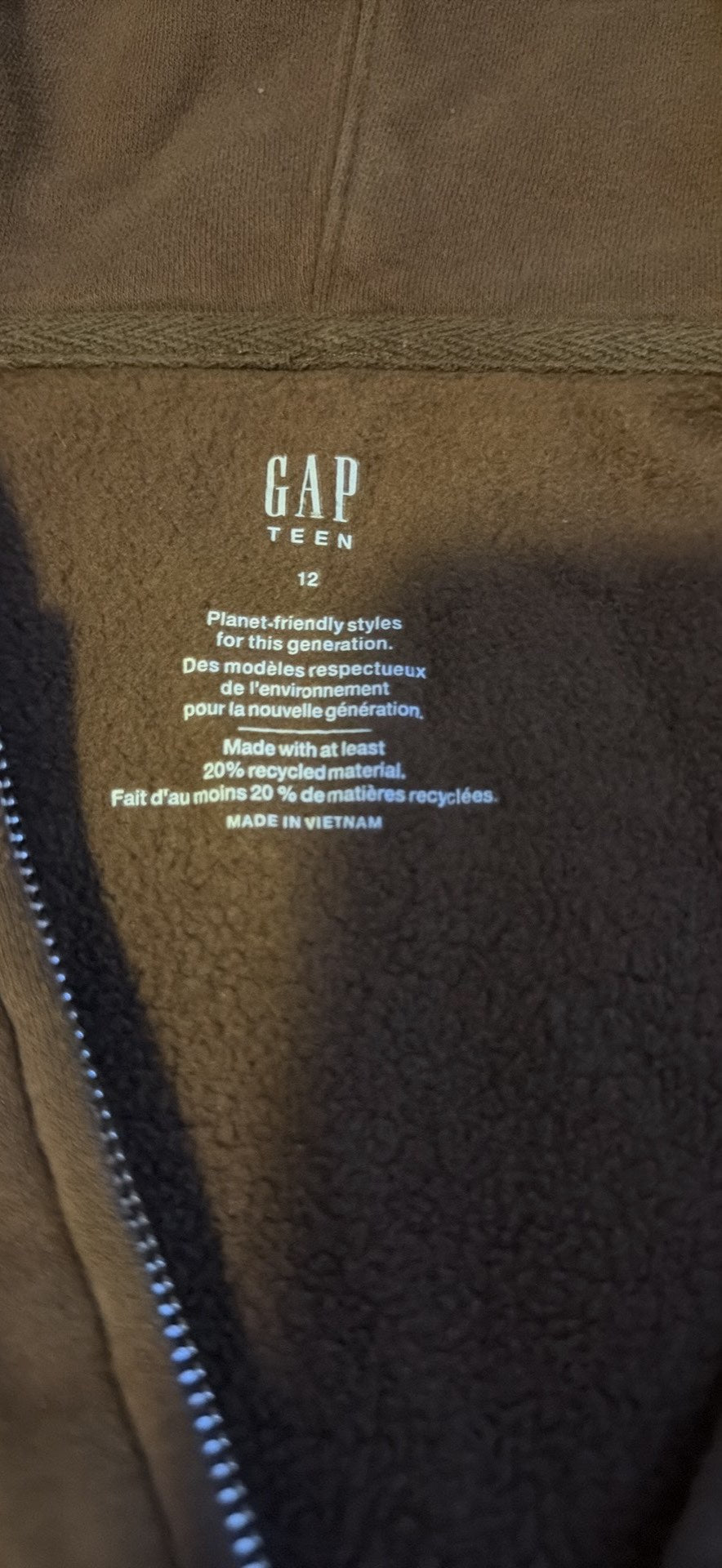 Gap teen zip up hoodie size 12, Kids 12