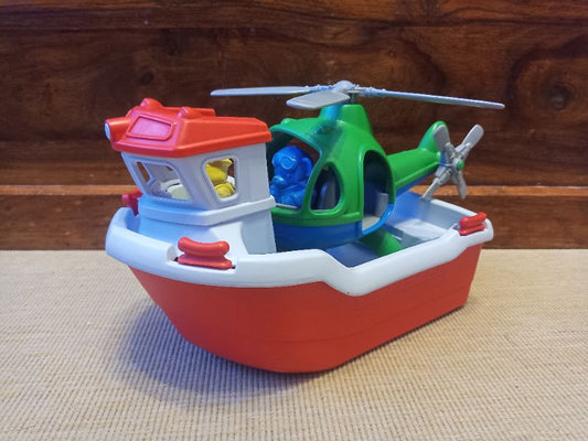 Rescue Boat & Helicopter - Green Toys