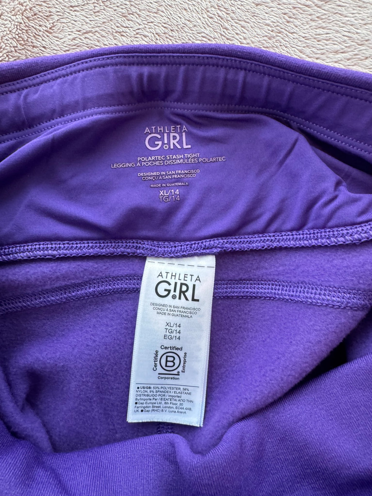 Athleta girl Polartec Stash tights lined tights , Kids 14
