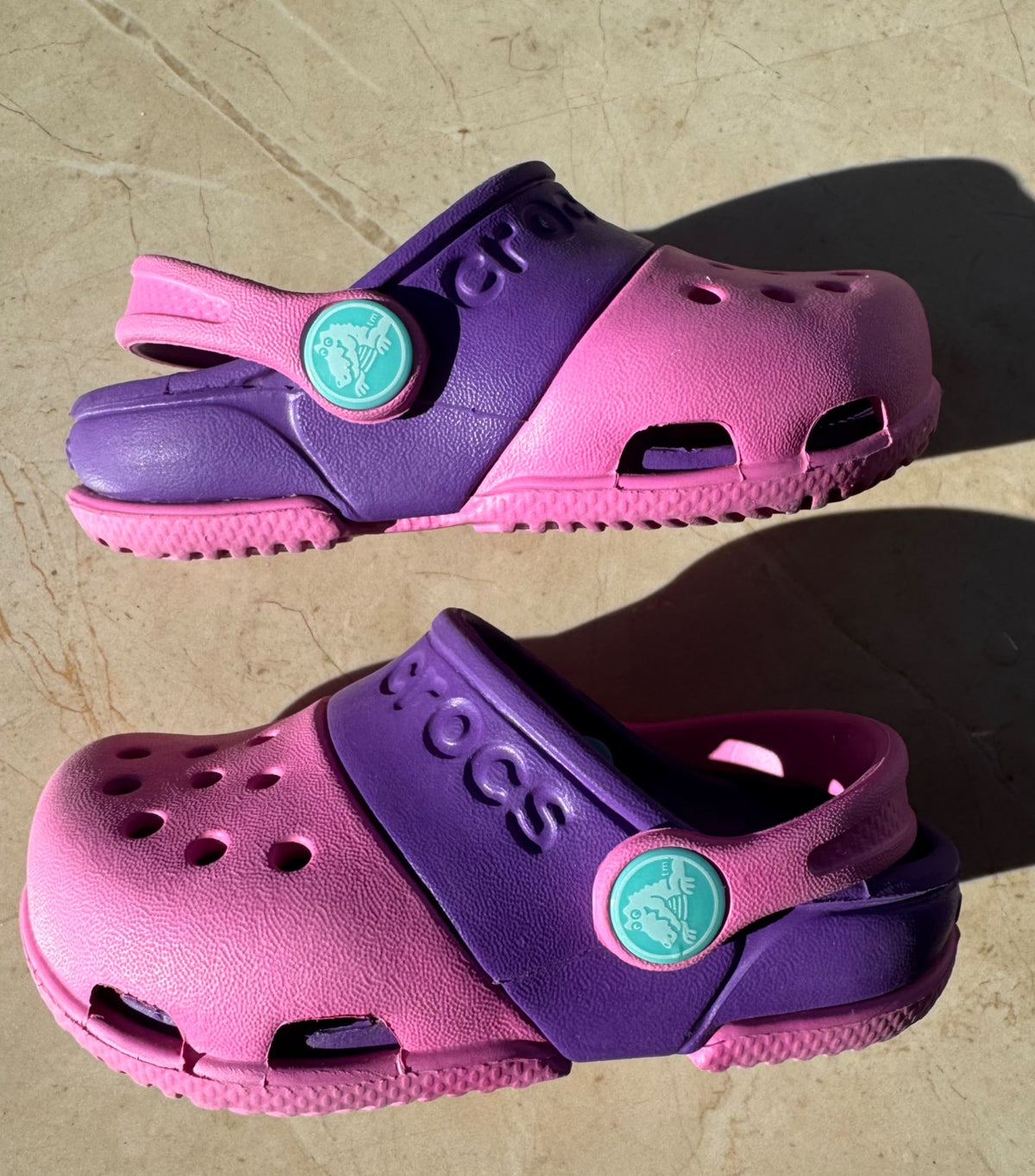Crocs: Toddler C6 pink & purple  Classic Clogs , Shoes 6 (Walkers:12-24 mth)