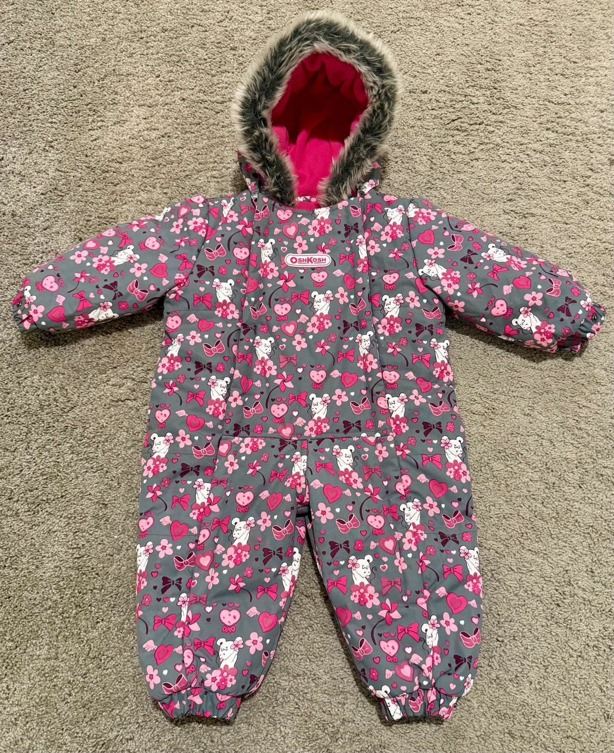 OshKosh Baby Girl Floral Snowsuit 12M, Kids 12 Month (9-12M)