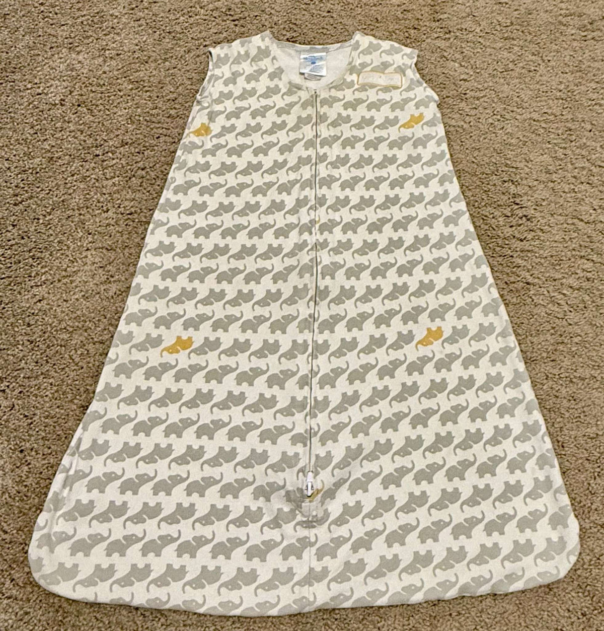 Halo Sleep Sack White with Elephants, size M (6-12M) $15, 6-12 Months (Medium)