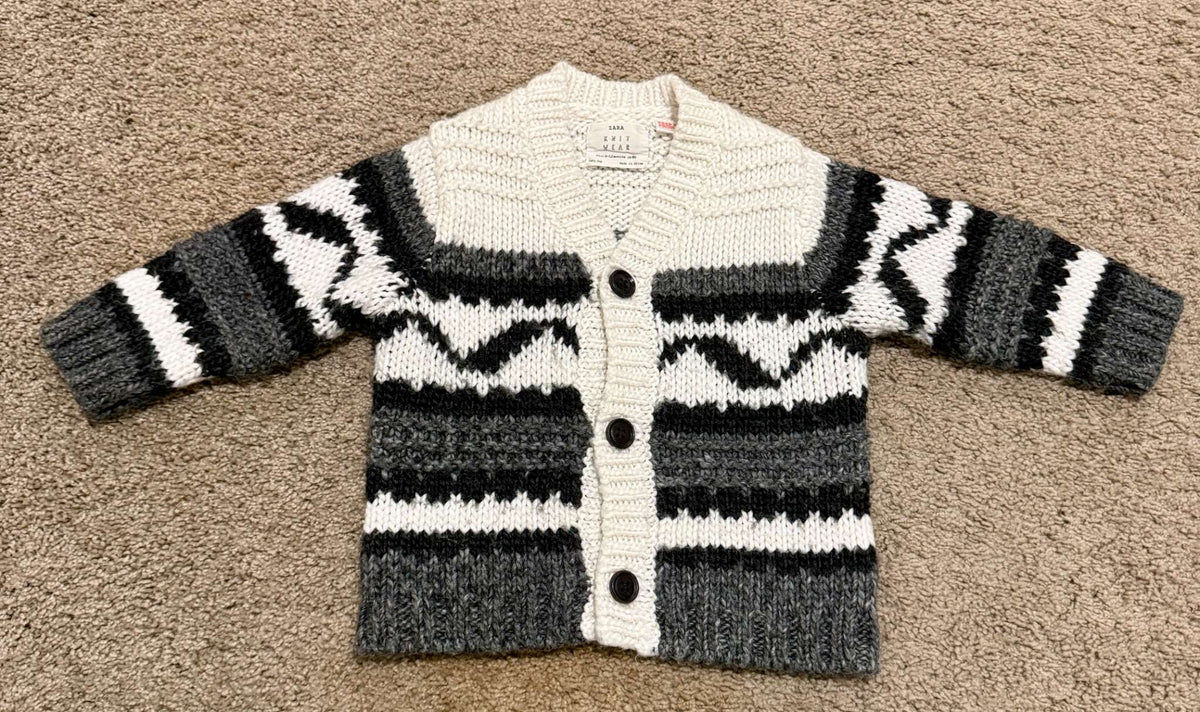Zara baby boy bulky chunky knit cardigan 9-12M, Kids 12 Month (9-12M)