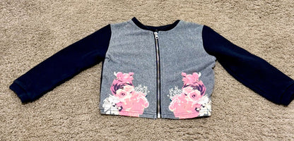 Deux Par Deux Floral Zip Up Jacket Size 6, Kids 6/6X