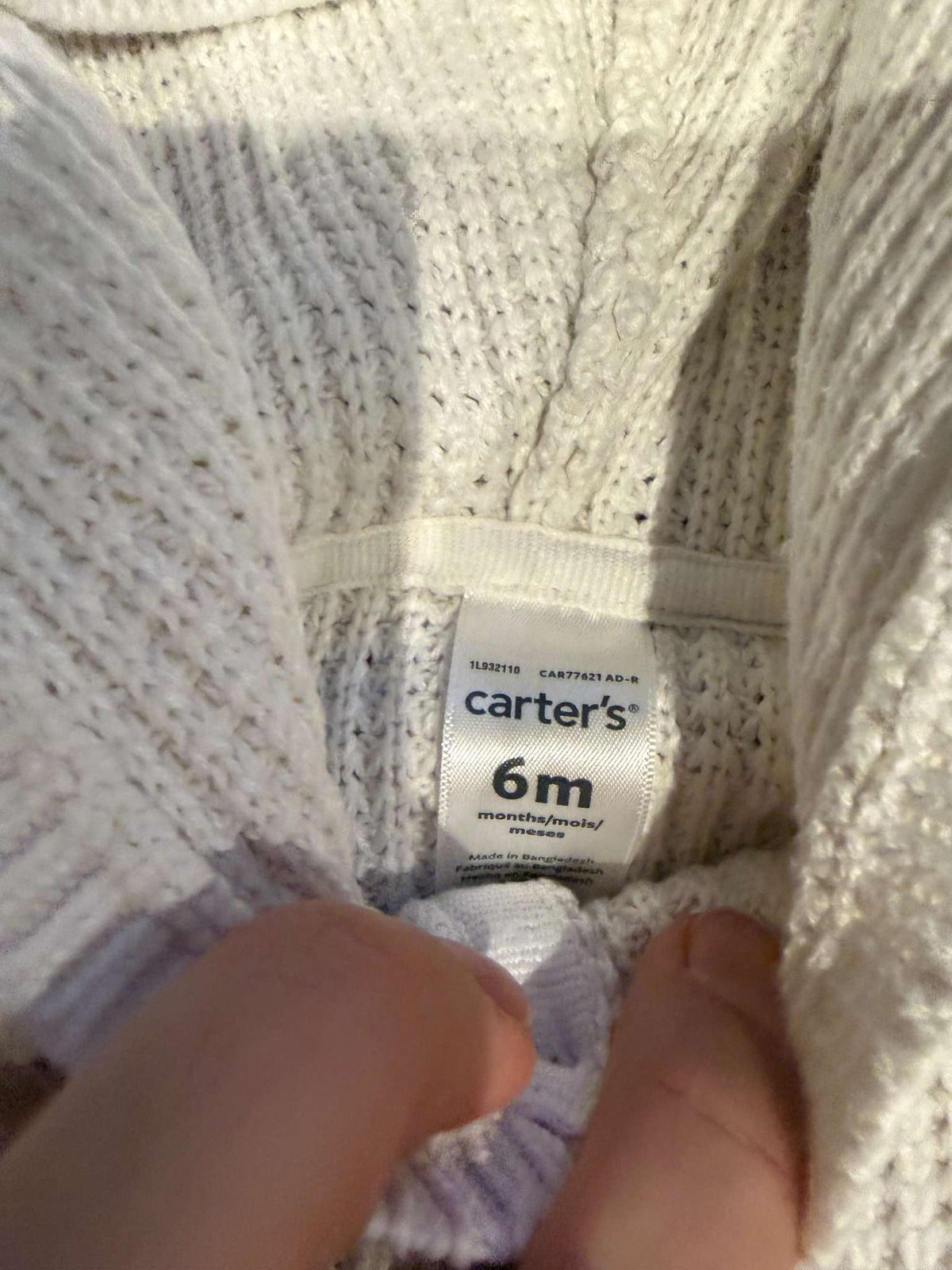 Carter's Knit Cream Cardigan 6M, Kids 6 Month (3-6M)