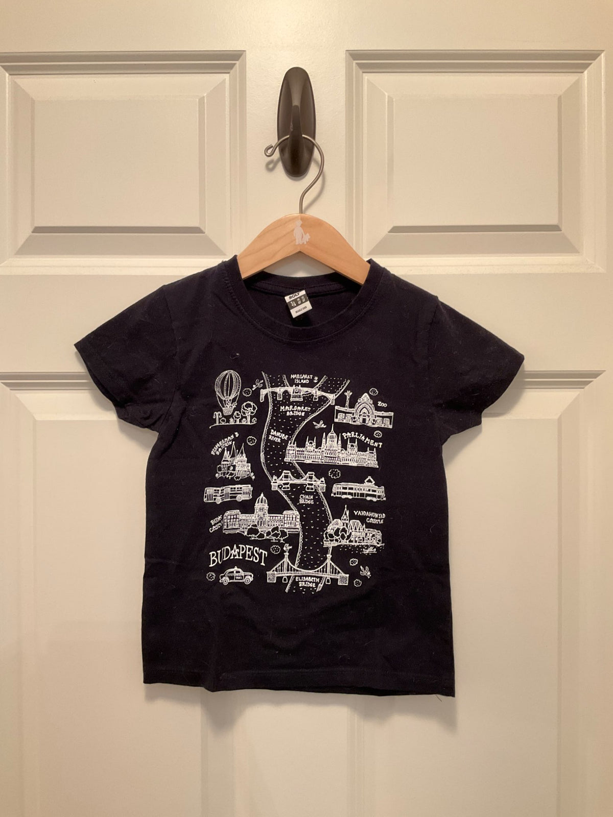 Budapest Map Cotton T-shirt - Size 2/3, Kids 3T