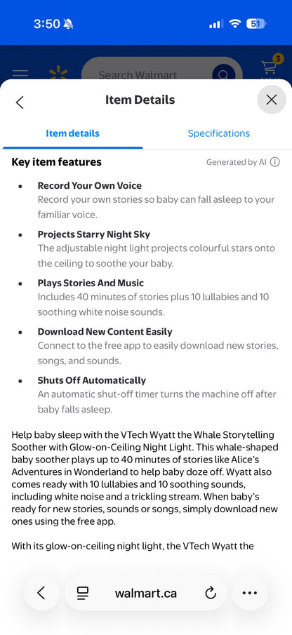 Vtech whale sound machine