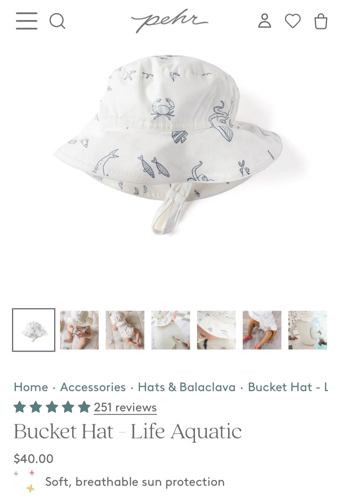 Pehr Baby Onesie and Hat, Kids 3 Month (0-3M)