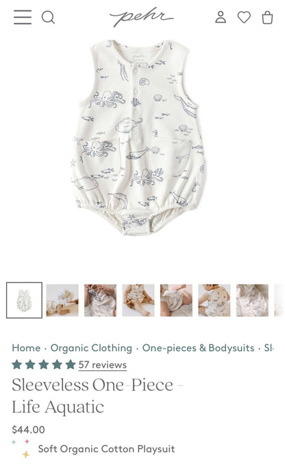 Pehr Baby Onesie and Hat, Kids 3 Month (0-3M)