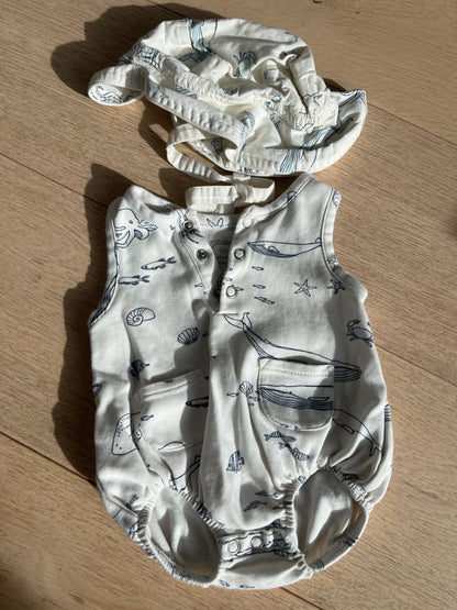 Pehr Baby Onesie and Hat, Kids 3 Month (0-3M)