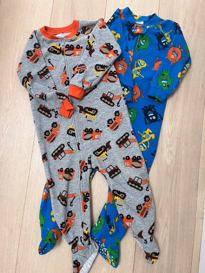 2 Pairs of Boys 3T Fleece Zip Pyjamas   , Kids 3T