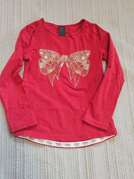 Girls l/s shirt, size 5,  red, Peekaboo Beans , Kids 5/5T (extra small)