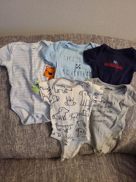 3 to 6 month onesie bundle -5pc, Kids 6 Month (3-6M)