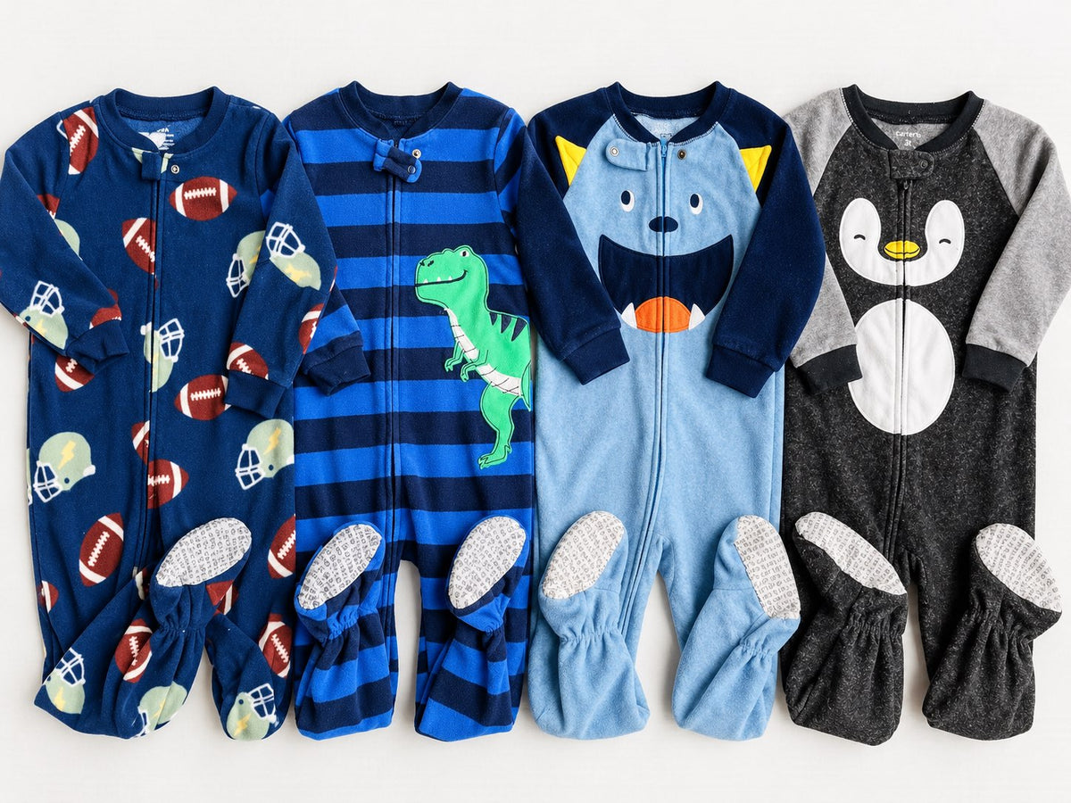 Lot of 4 Carters fleece footed zip ups - 3T, Kids 3T